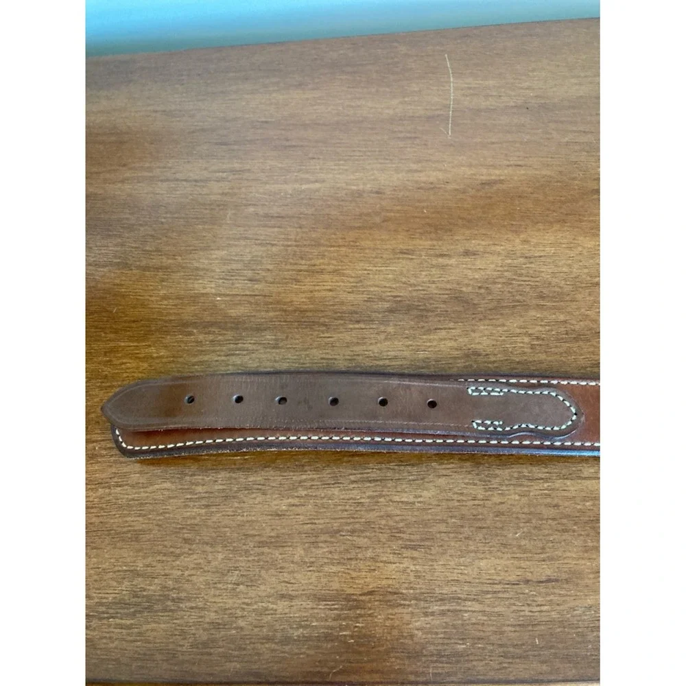 El Paso Mens Brown Leather Belt Size 42‎ Classic Casual Style Stictching Detail